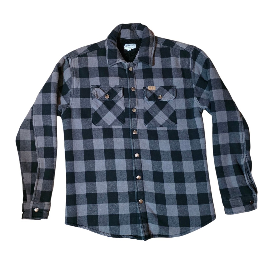 MATIX Sherpa Flannel Shirt Jacket Mens Small Buffalo Plaid Shacket